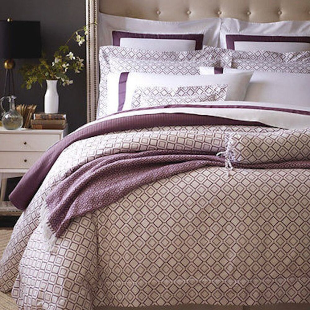Sferra 2170 Deagan Aubergine Diamond Standard Pillow Sham Made Italy